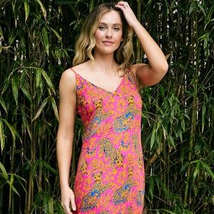 NWT Printfresh Eco Satin Chic to Sleep Nightie in City Cats Fuchsia Size L